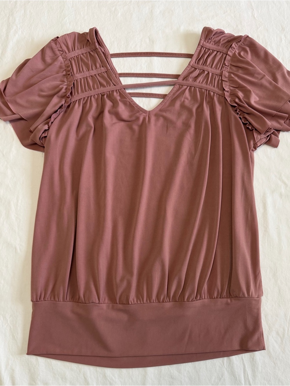 Daytrip Mauve Strappy V-Neck Top